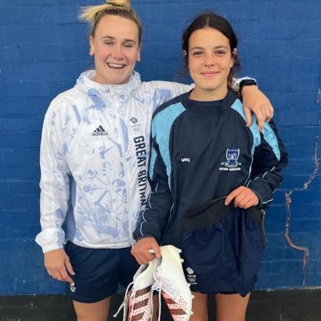 Meg Jones with the current Glantaf student of the same name