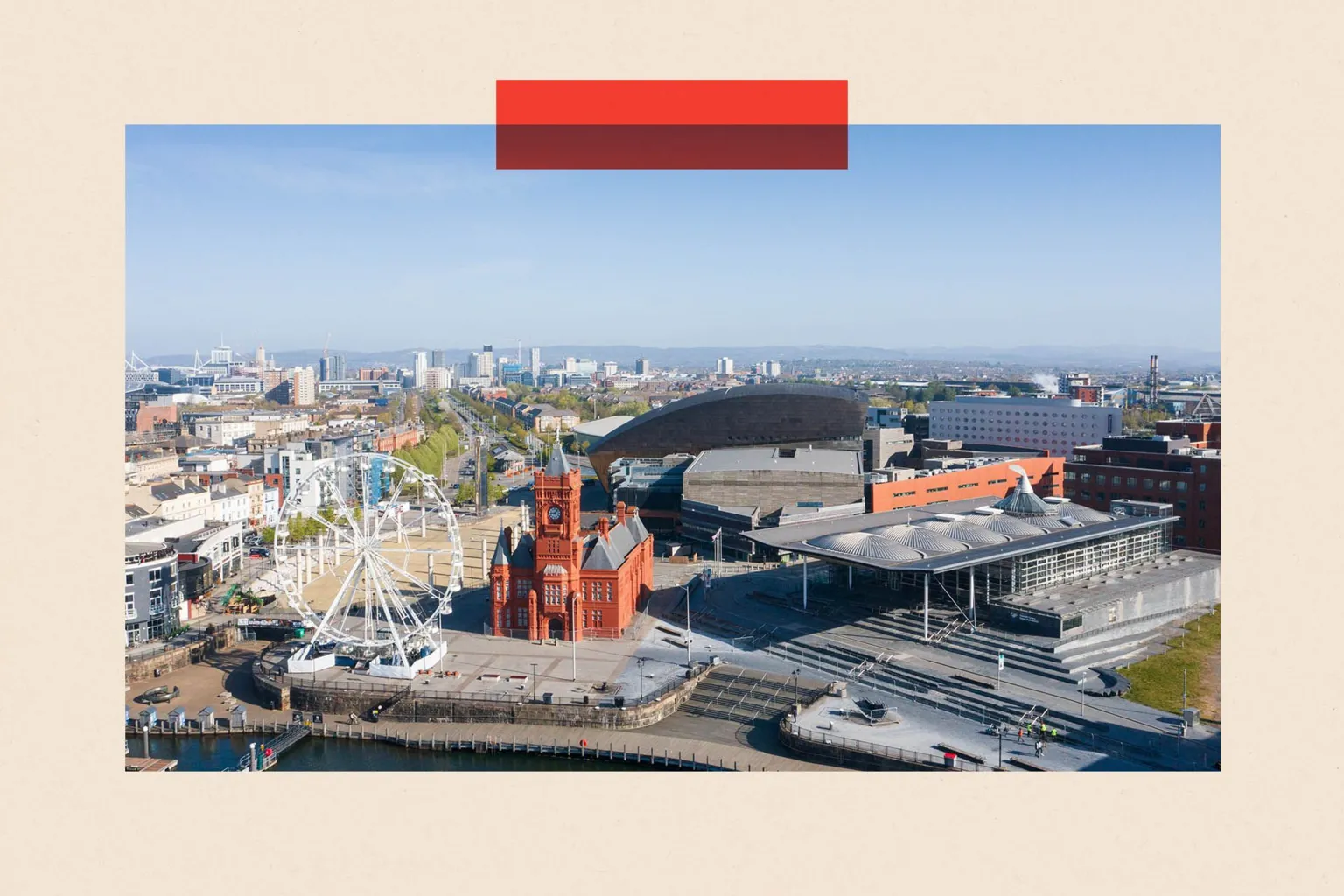  An aerial view of the Senedd at Cardiff Bay 