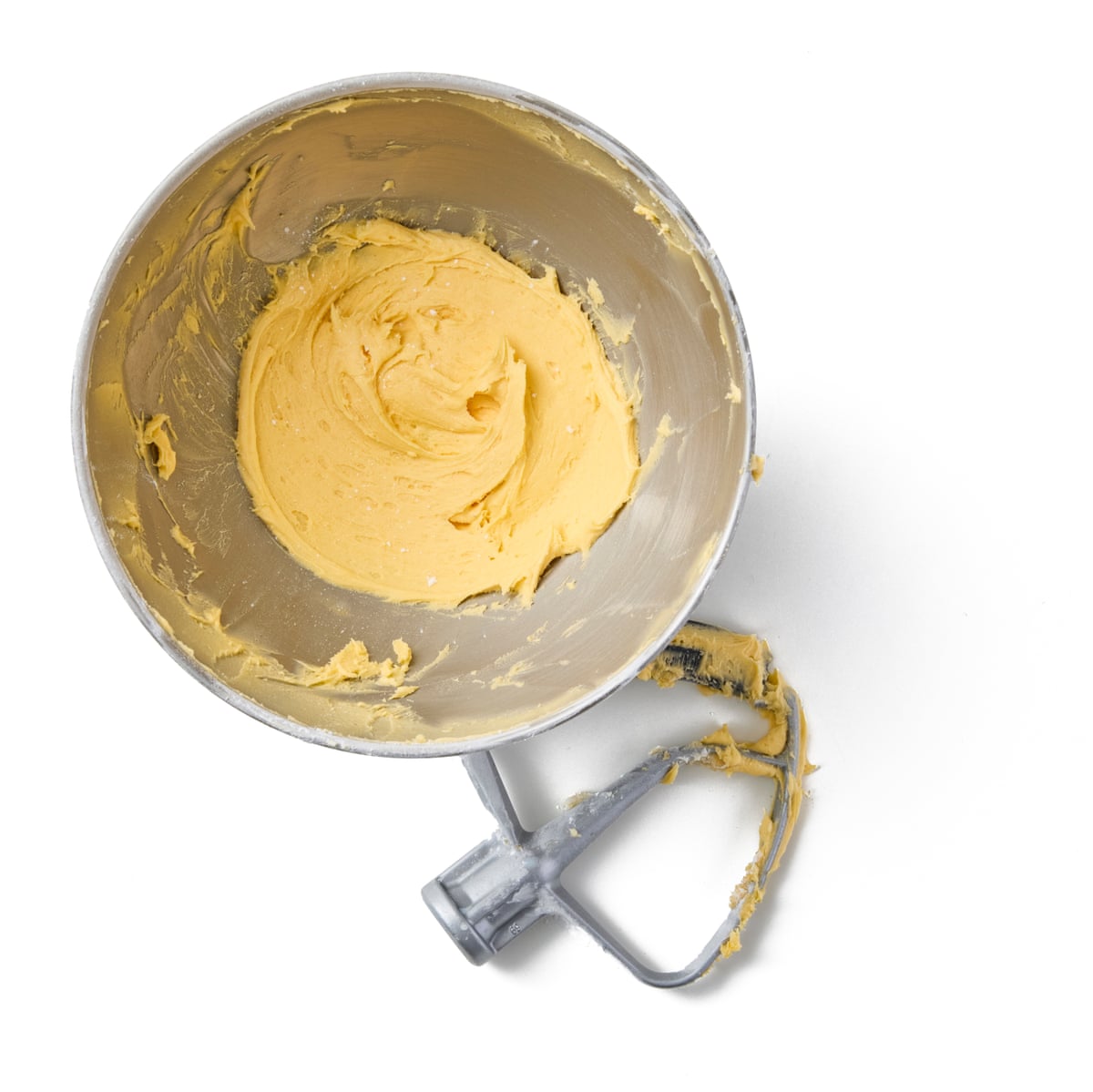 Felicity Cloake’s custard creams. Making the filling in a metal bowl. For the filling, beat the butter in a food mixer or with electric beakers to soften it, then sift in the icing sugar and custard powder, and beat again to incorporate.