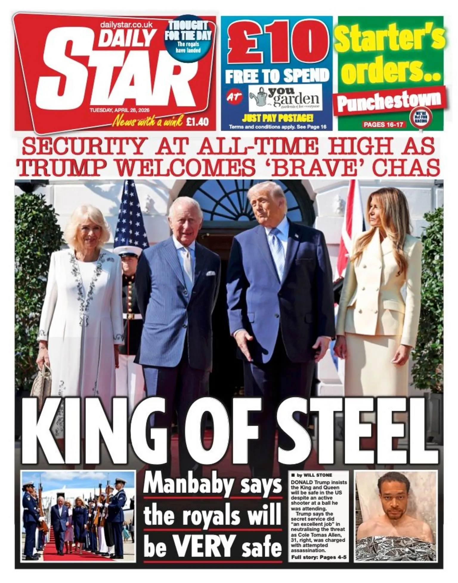 The headline on the front page of the Daily Star reads: 
