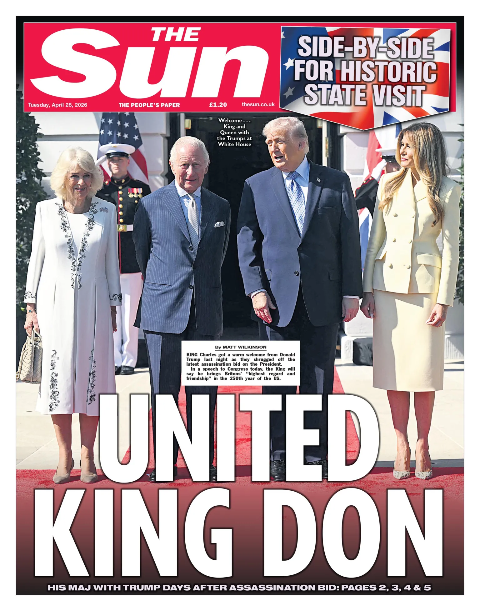 The headline on the front page of the Sun reads: 