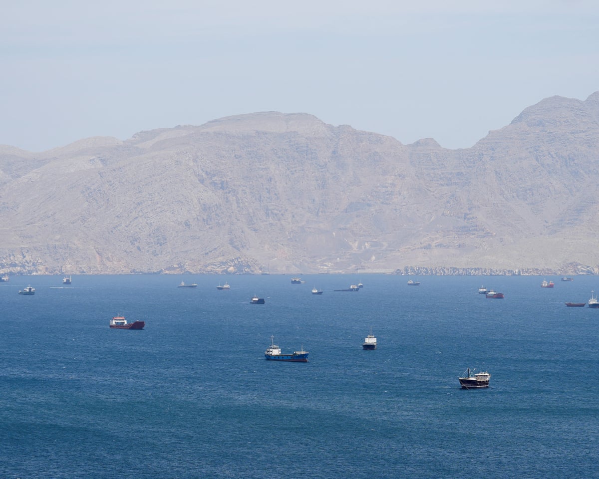 Vessels in the strait of Hormuz off Musandam, Oman, on Monday