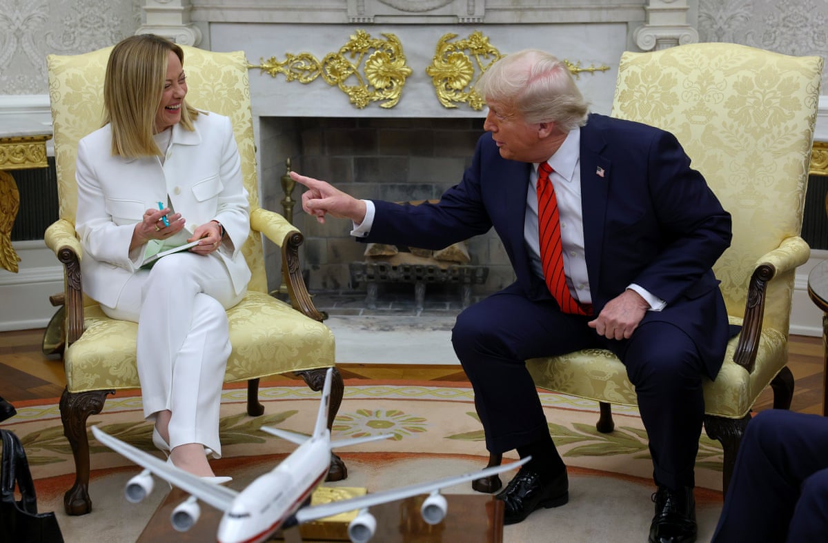 US president Donald Trump meets with Italian prime minister Giorgia Meloni in the Oval Office in April 2025.