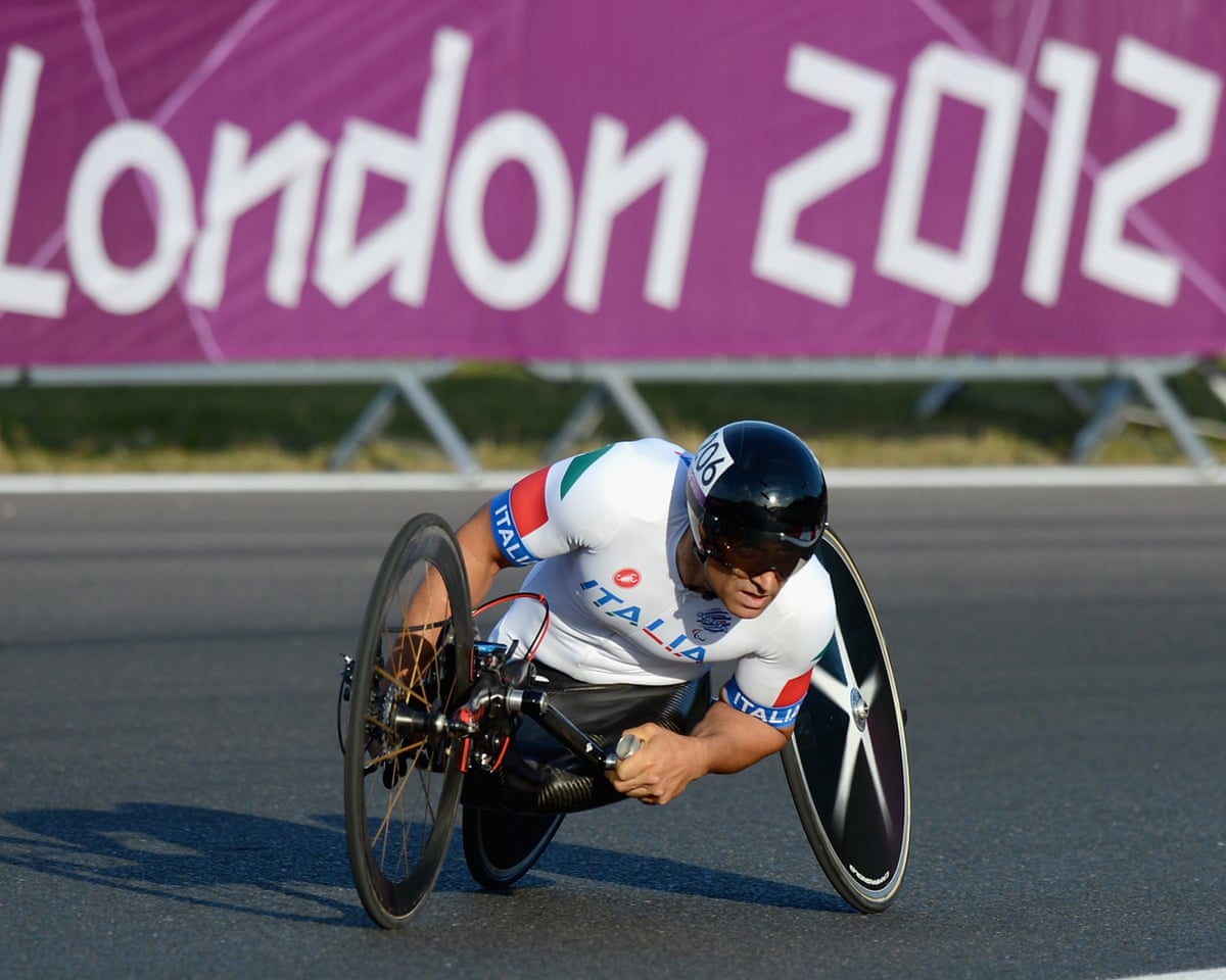 Paralympian Alex Zanardi competes in the Mixed H 1-4 relay on day 10 of the London 2012 Paralympic Games