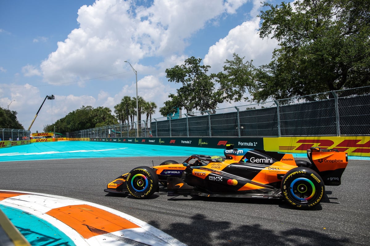 Lando Norris takes a corner in Miami
