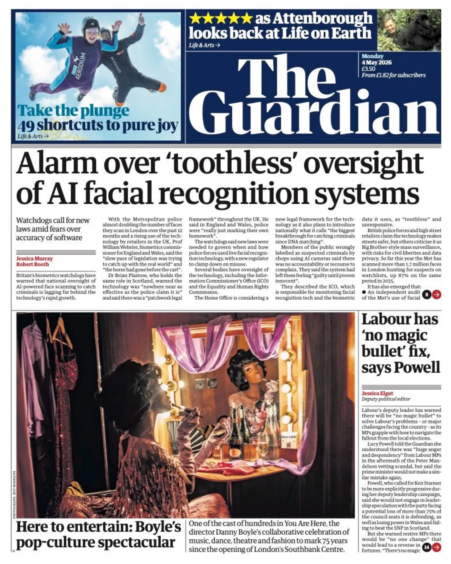 The headline on the front page of reads: 