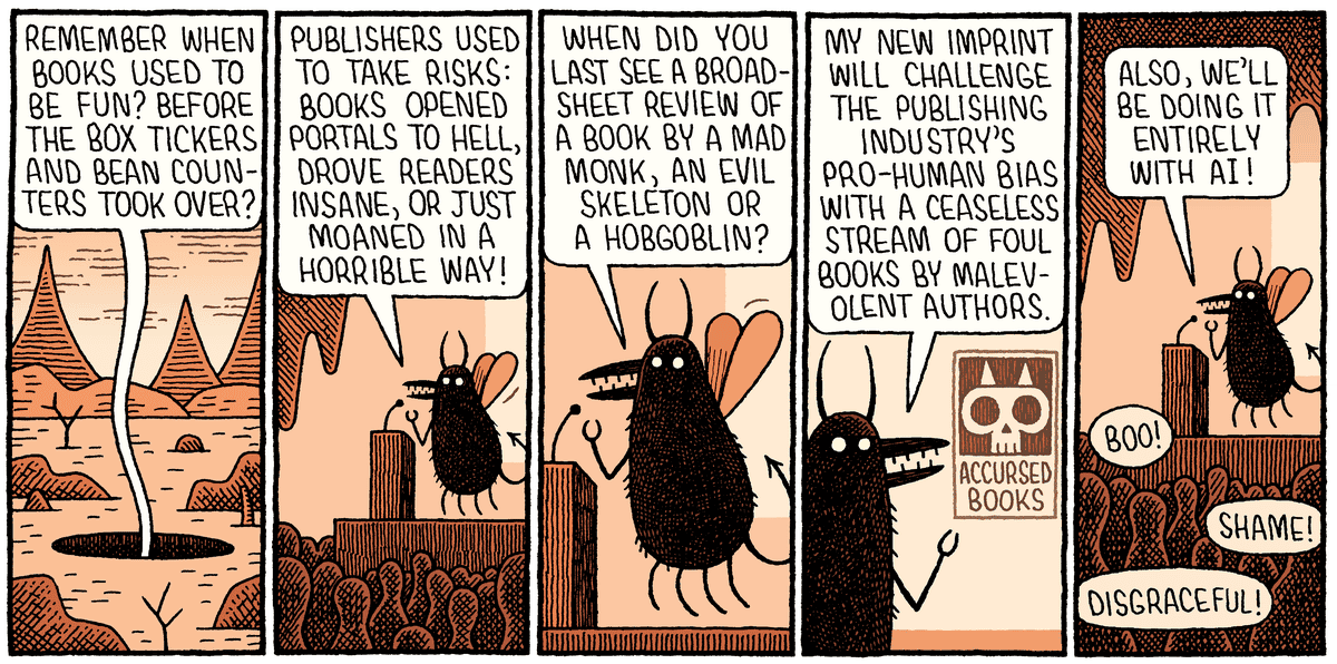 Demons having a meeting about cursed books.