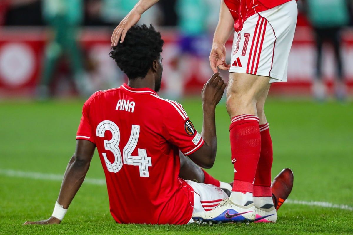 Ola Aina limped out of Nottingham Forest’s Europa League semi-final first leg win over Aston Villa.