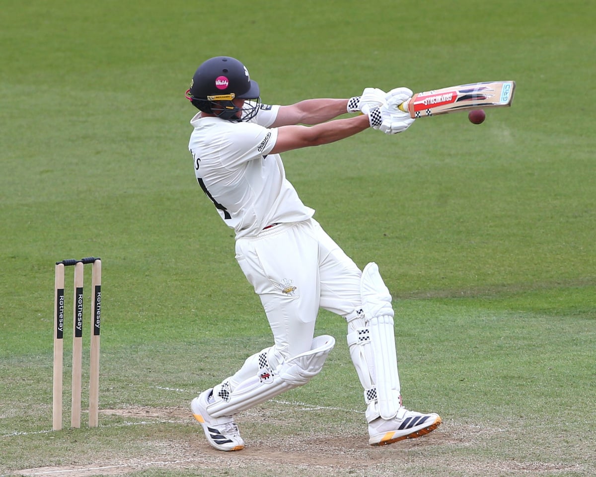 Adam Thomas scored a century on his County Championship debut as Surrey beat Sussex.