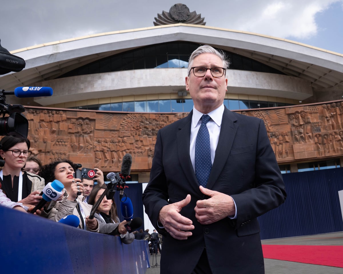 Prime minister Sir Keir Starmer leaves the Karen Demirchyan complex after attending the European Political Community summit in Yerevan, Armenia.