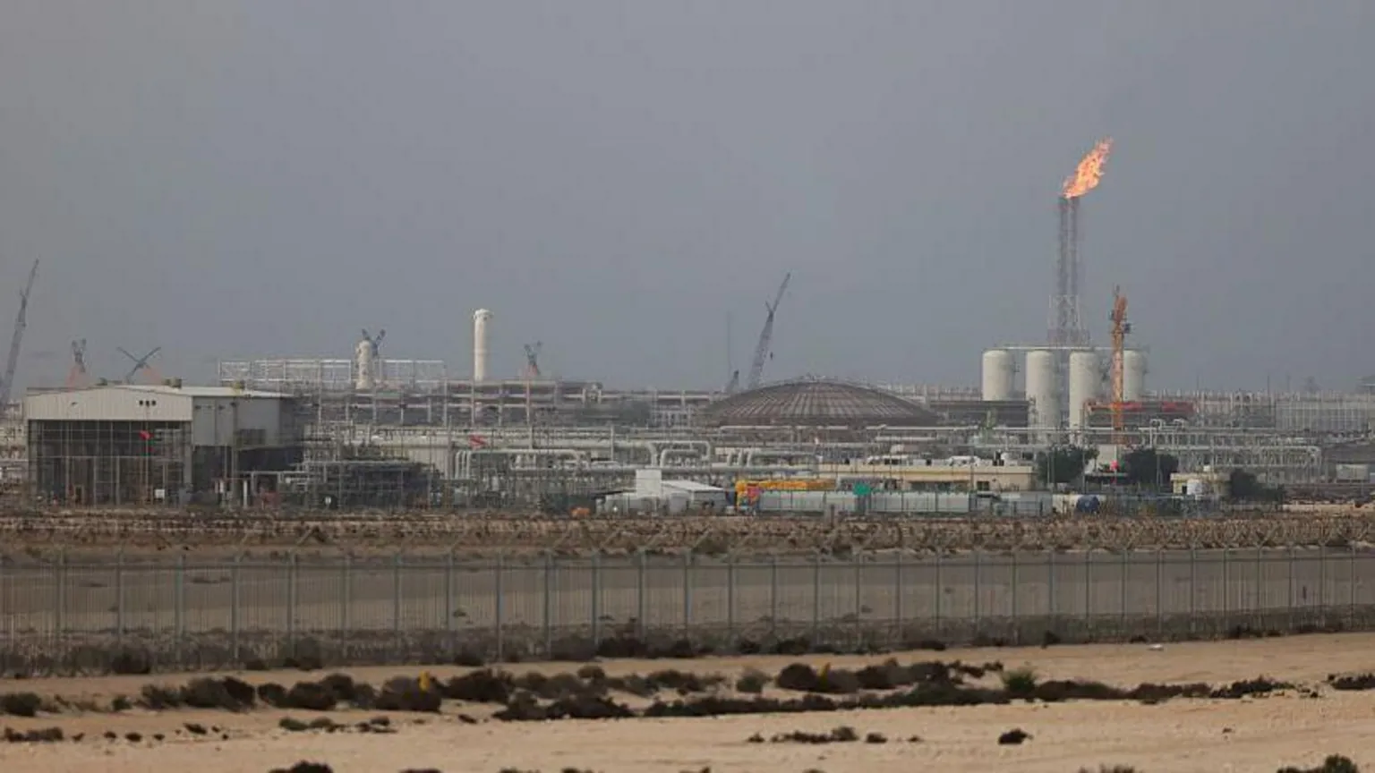 AFP via The Ras Laffan gas complex, with flames coming out of an exhaust tower