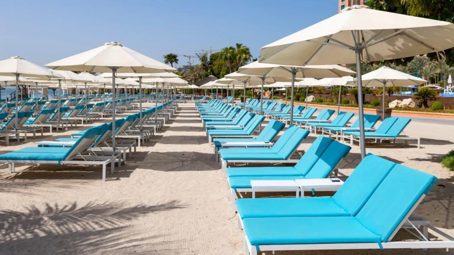 AFP via Empty sunbeds at a hotel in Dubai