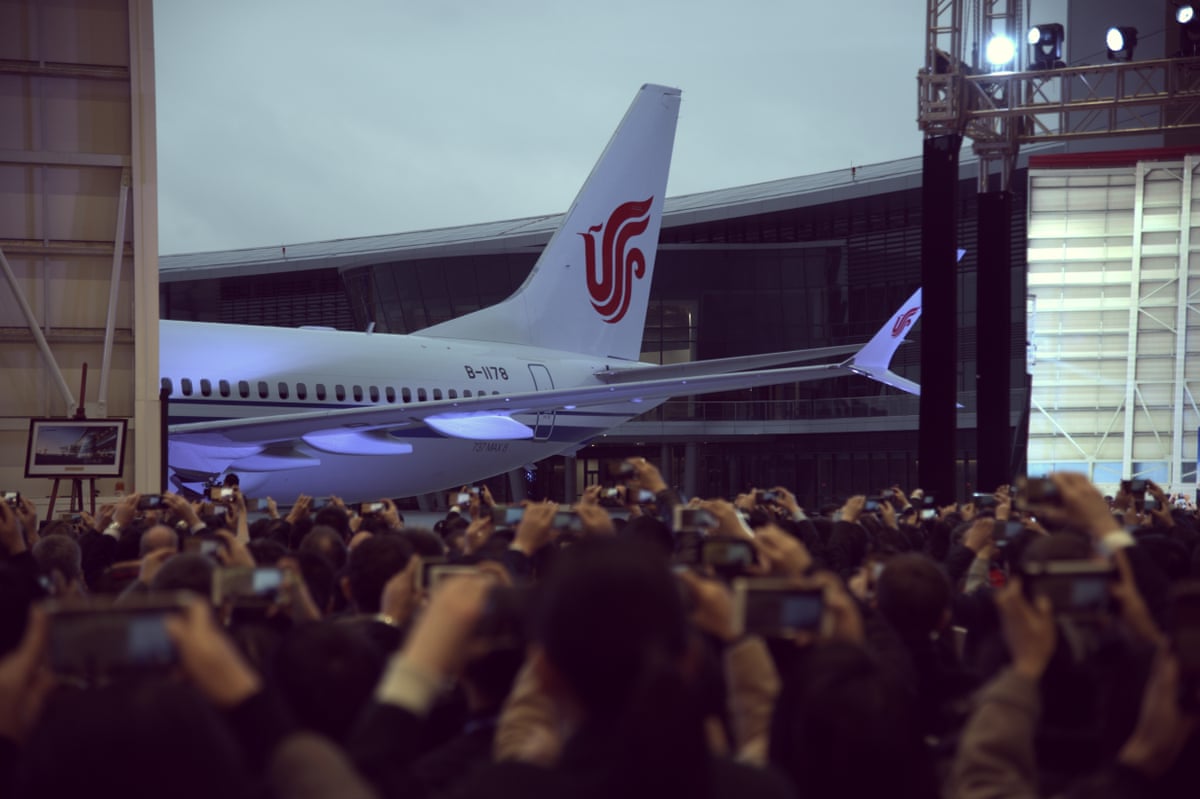 A Boeing 737 Max 8 airliner for Air China, the first product of the new 737 Completion and Delivery Center jointly run by Boeing and its Chinese rivalry Commercial Aircraft Corp of China (COMAC) in 2018.