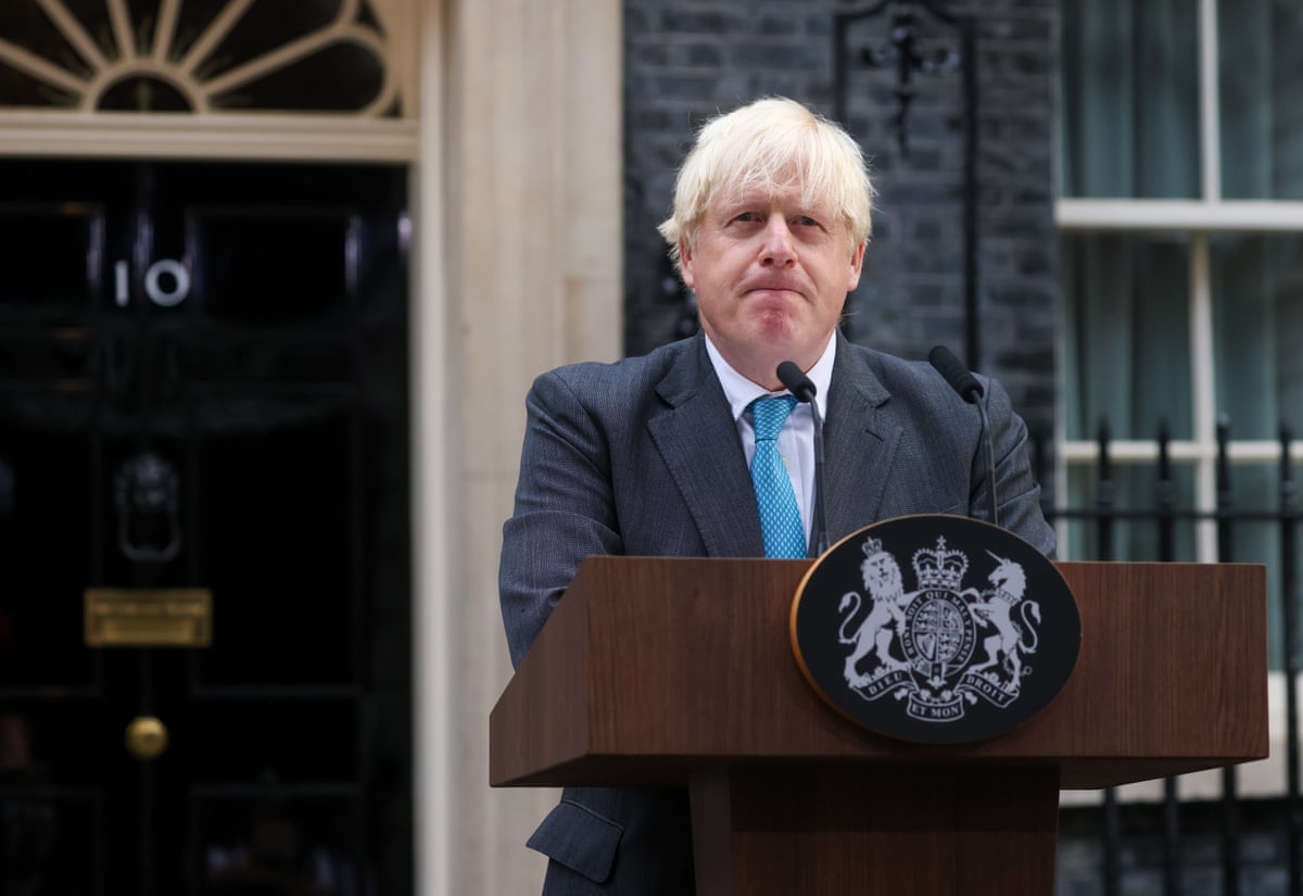 Boris Johnson delivers a speech outside 10 Downing Street before officially resigning