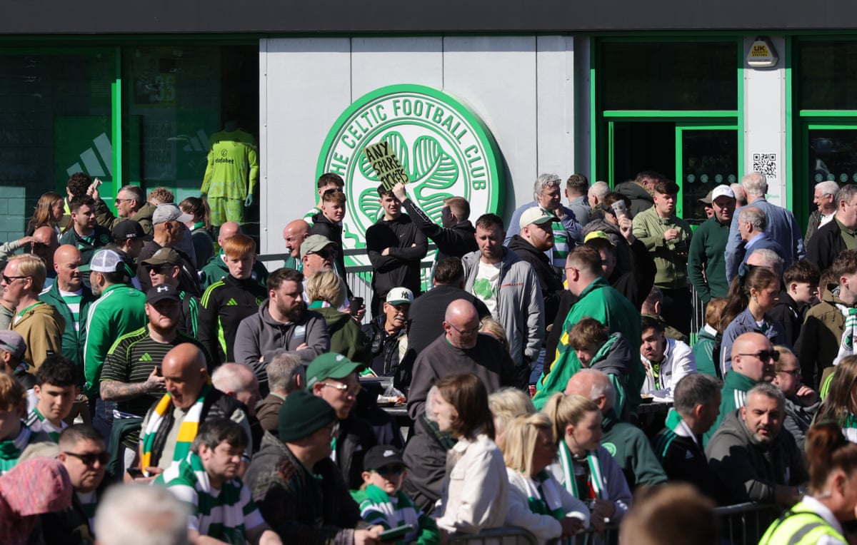 Celtic fans gather before the match