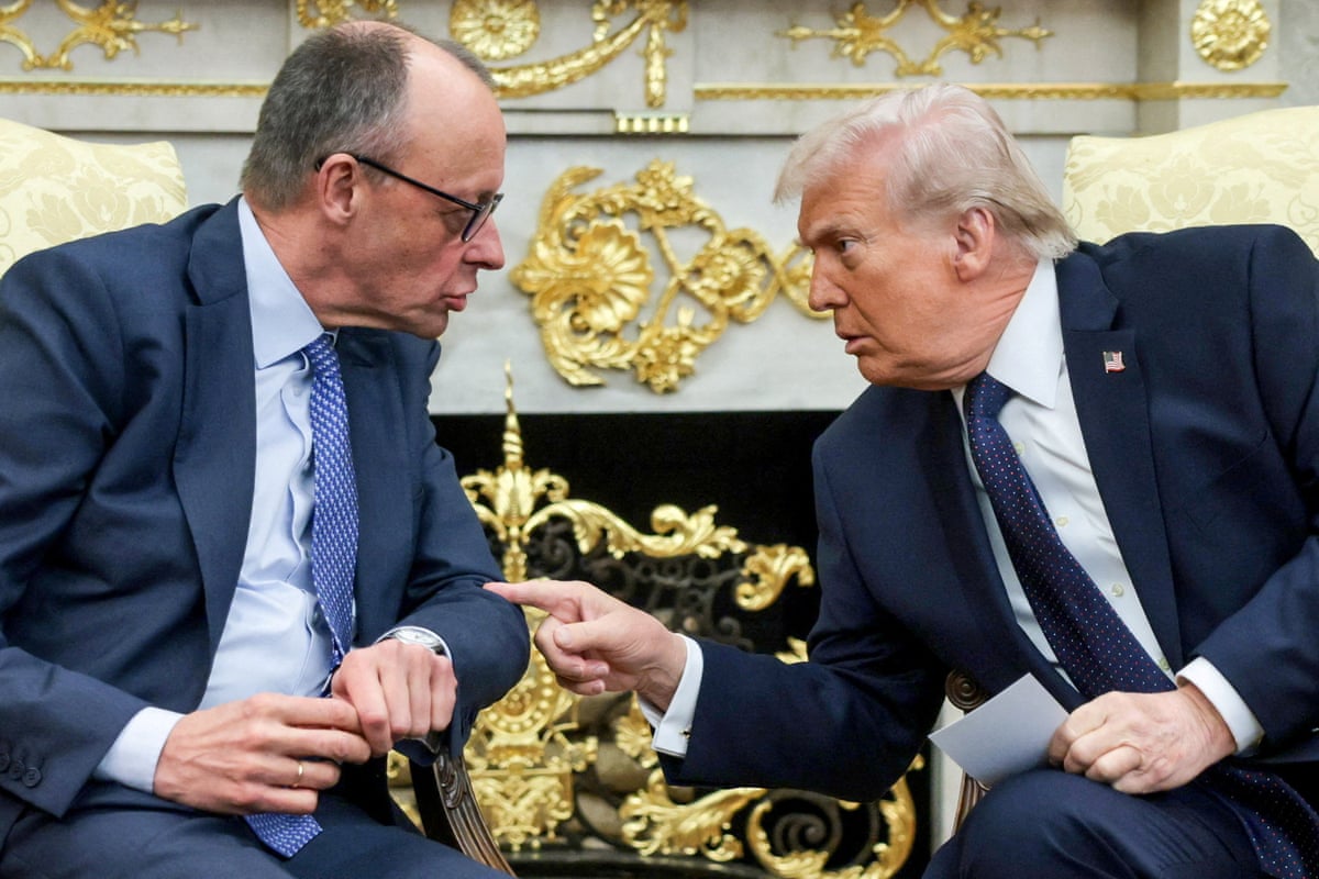 German Chancellor Friedrich Merz talks to Donald Trump in the Oval Office at the White House on 3 March 2026.