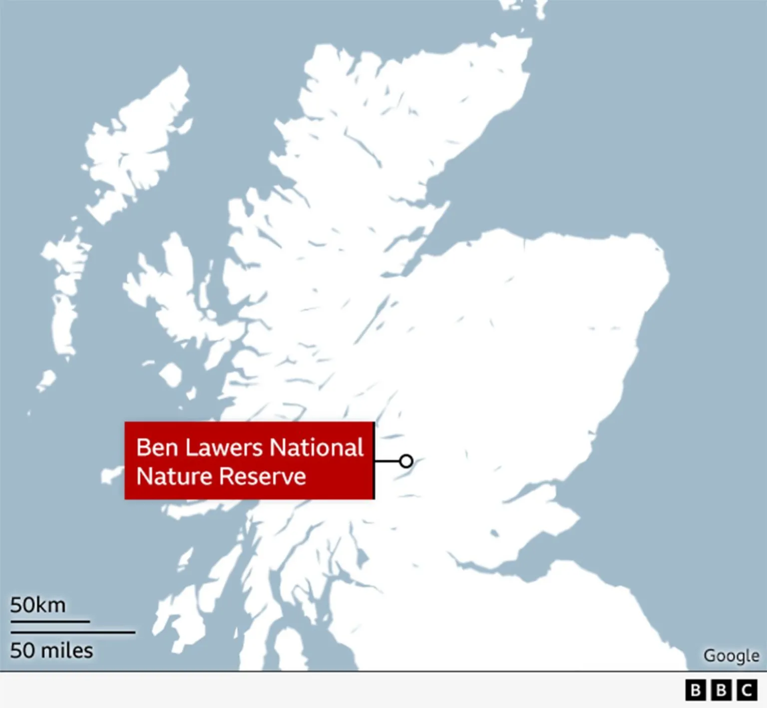 A map of Scotland showing the location of the reserve.