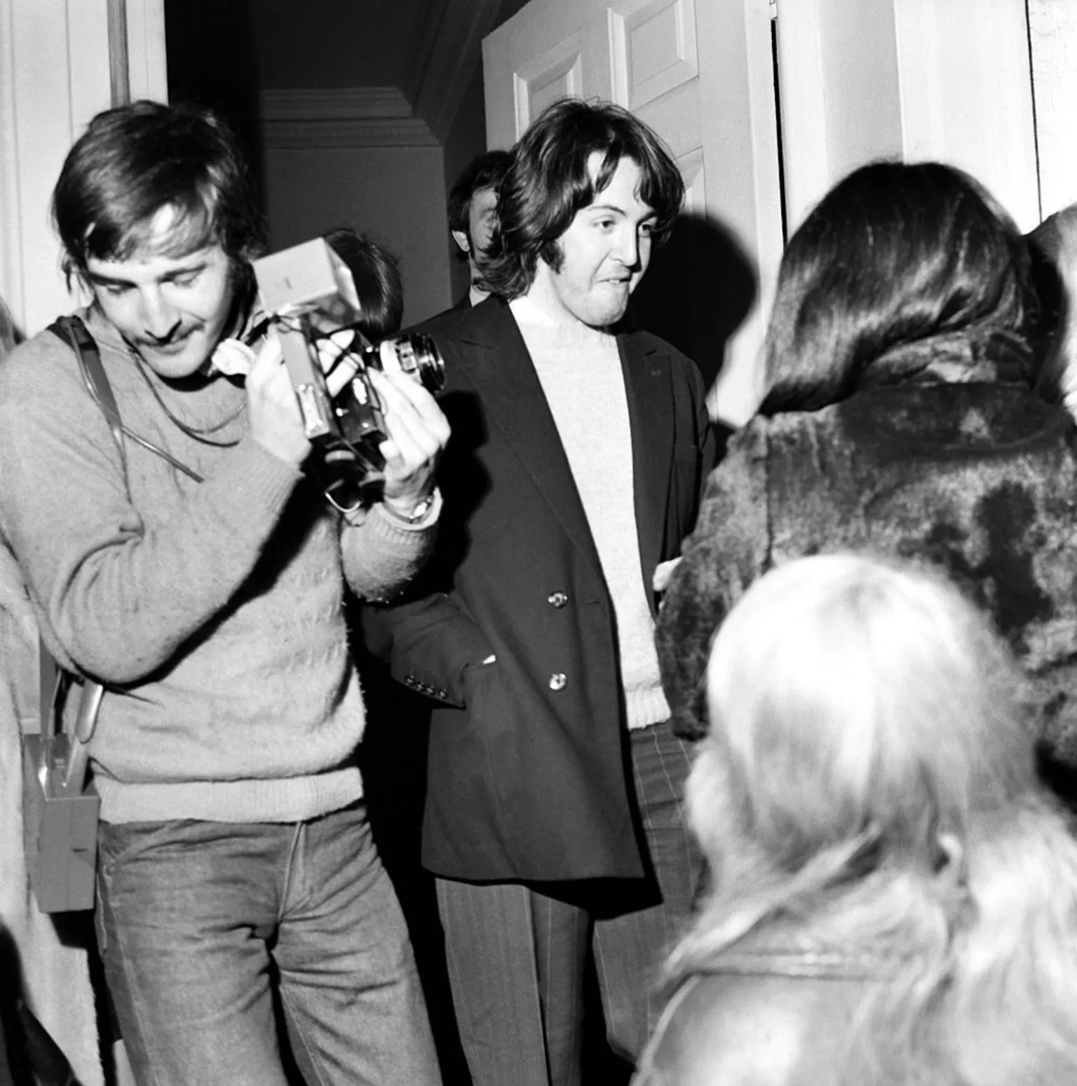 Sir Paul McCartney greets fans on the doorstep of 3 Savile Row in March 1969