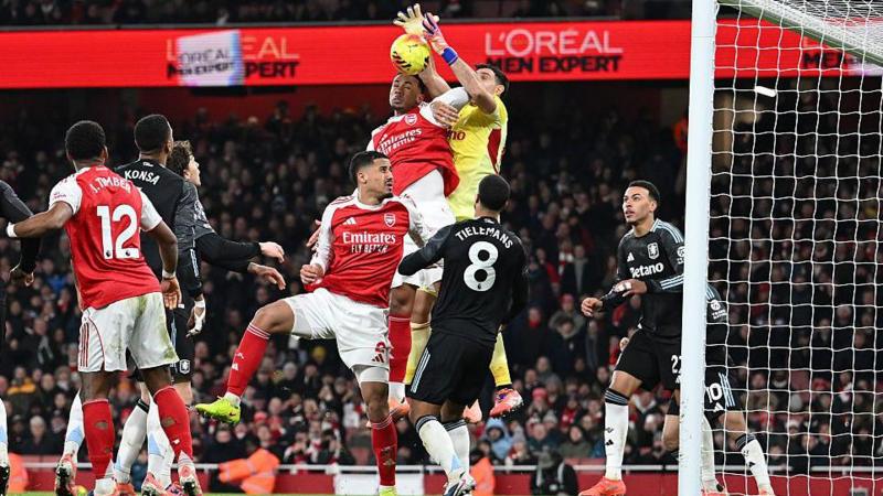Gabriel scores after putting Aston Villa goalkeeper Emiliano Martinez under pressure 