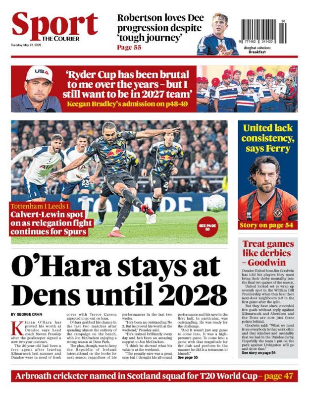 The Courier back page. Tuesday 12 May, 2026