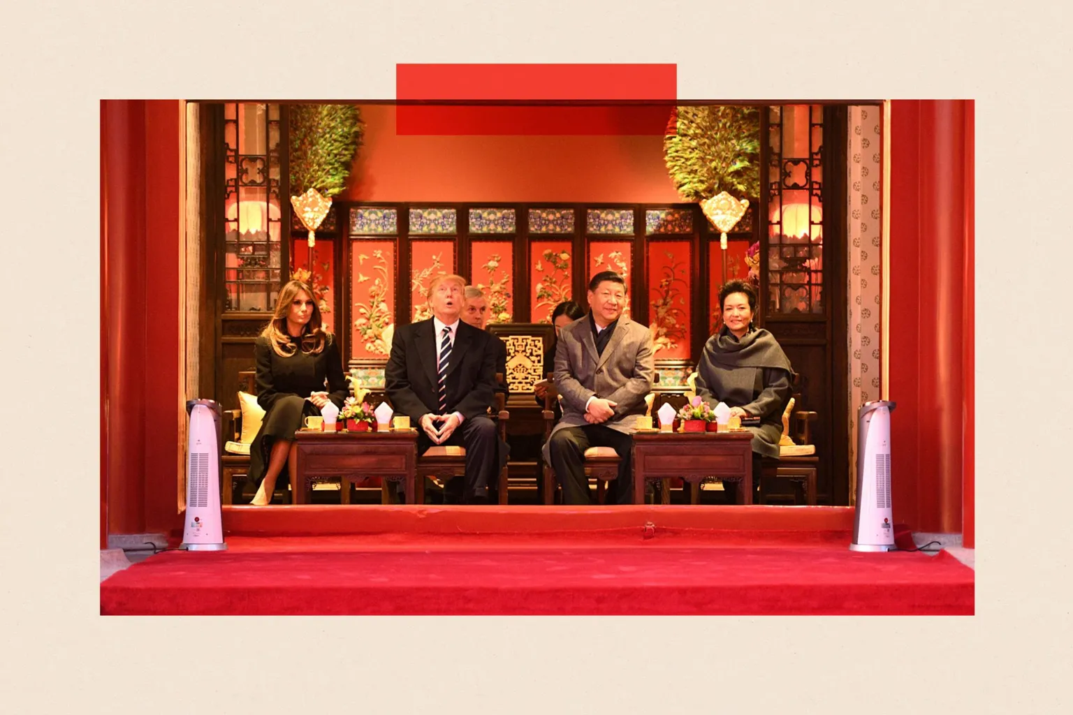 AFP via Melania Trump and Donald with Xi Jinping and his wife Peng Liyuan in the Forbidden City in 2017