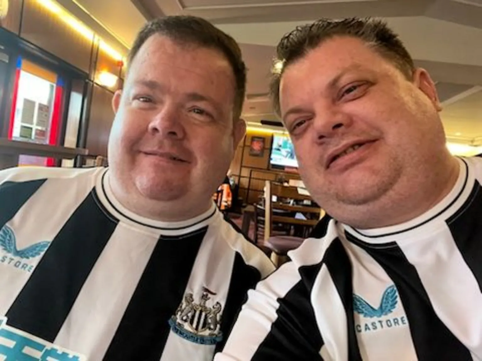 Leicestershire Police John and James Siddell both wear Newcastle football kits