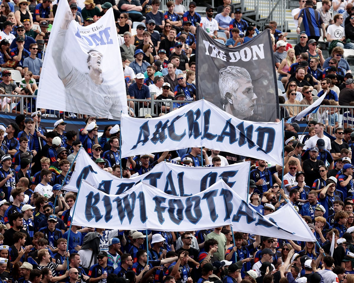 Auckland FC fans show banners