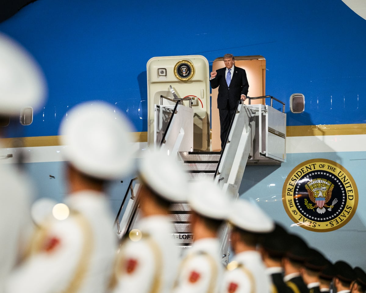 Trump exits Air Force One to kick off his landmark state visit to China