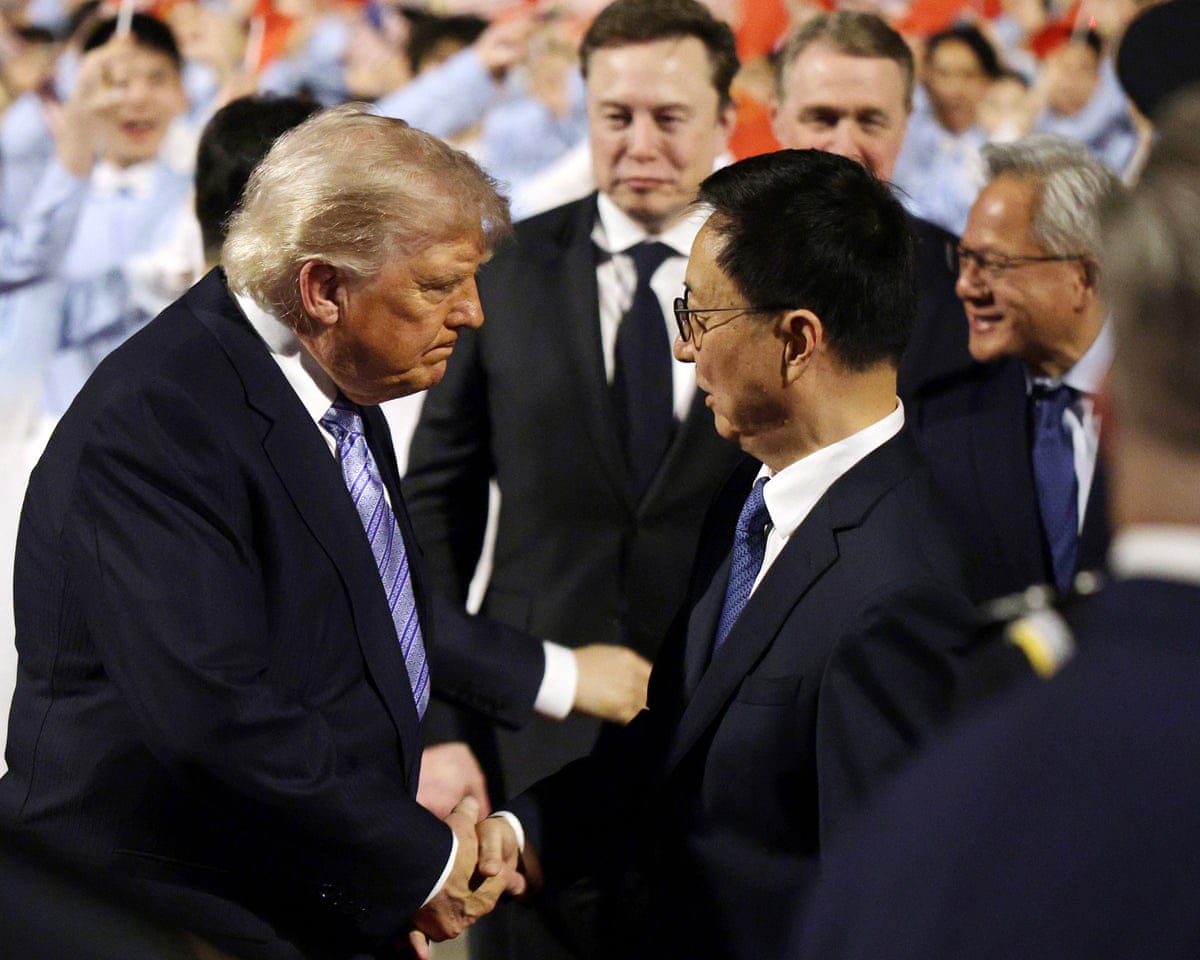 Trump greets Chinese vice-president Han Zheng as Space X chief Elon Musk looks on
