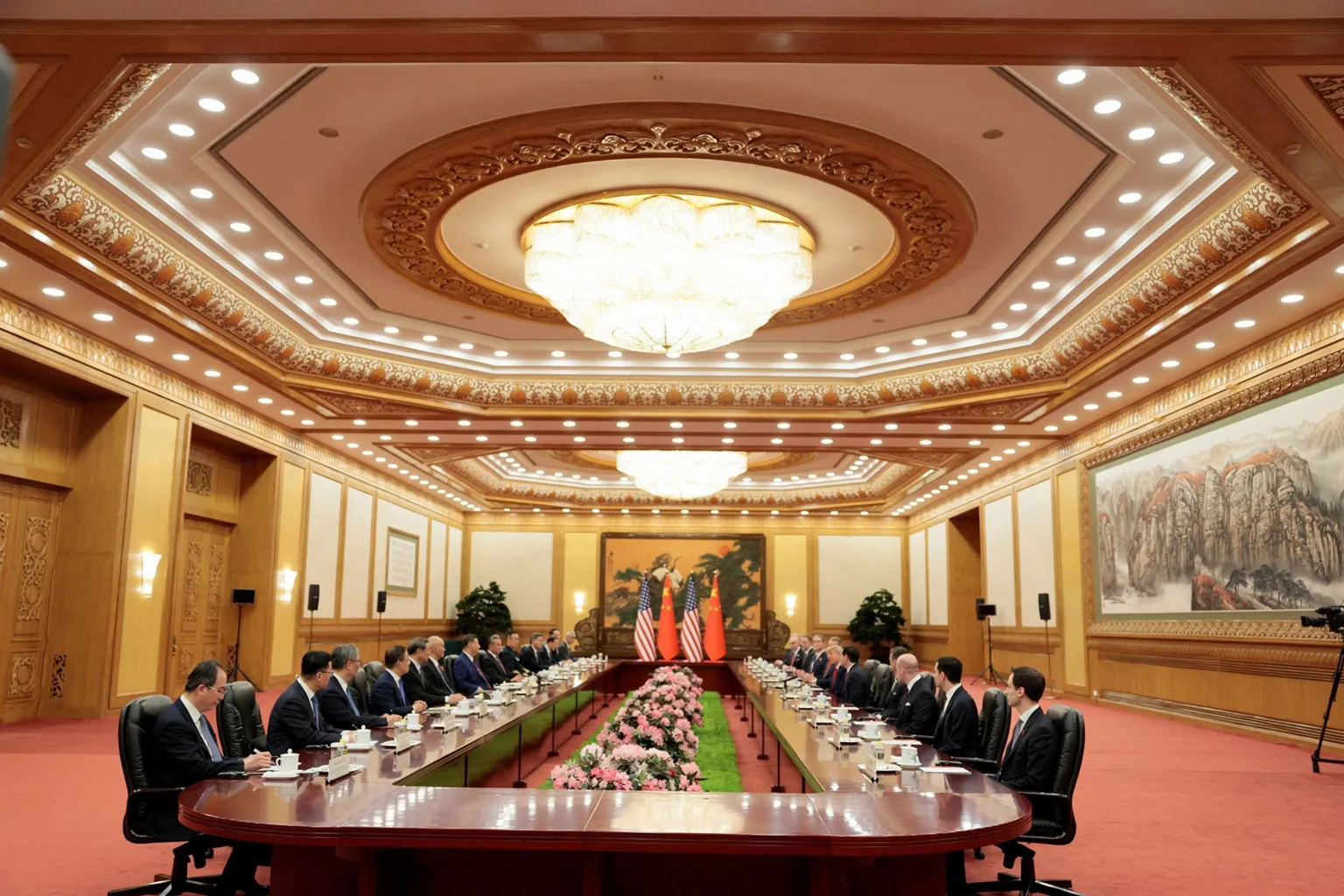U.S. President Donald Trump participates in an expanded bilateral meeting with Chinese President Xi Jinping at the Great Hall of the People in Beijing, China, May 14, 2026.