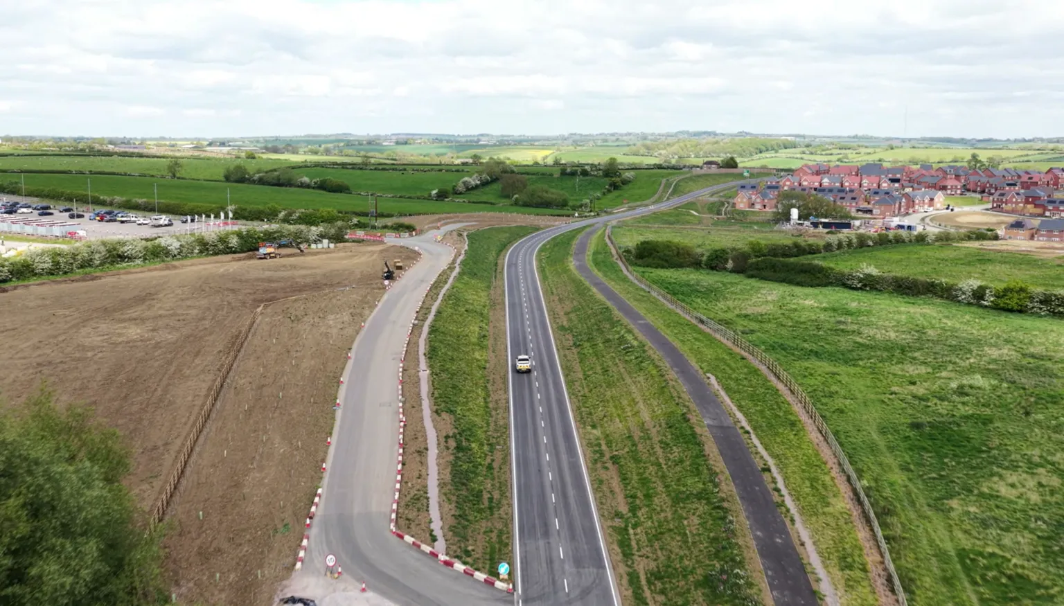Galliford Try / Leicestershire County Council An aerial view of a newly-built road