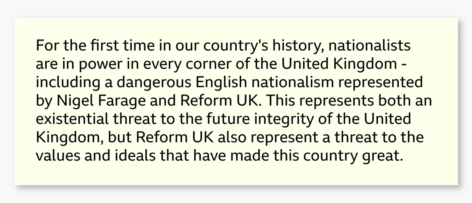 Graphic showing an excerpt from Wes Streeting’s resignation letter reading: