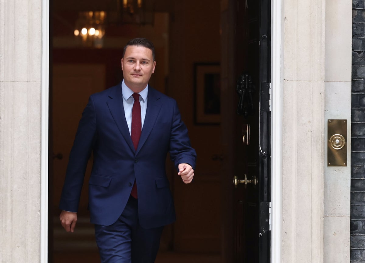 Wes Streeting leaving 10 Downing Street after a meeting with Keir Starmer on Wednesday.