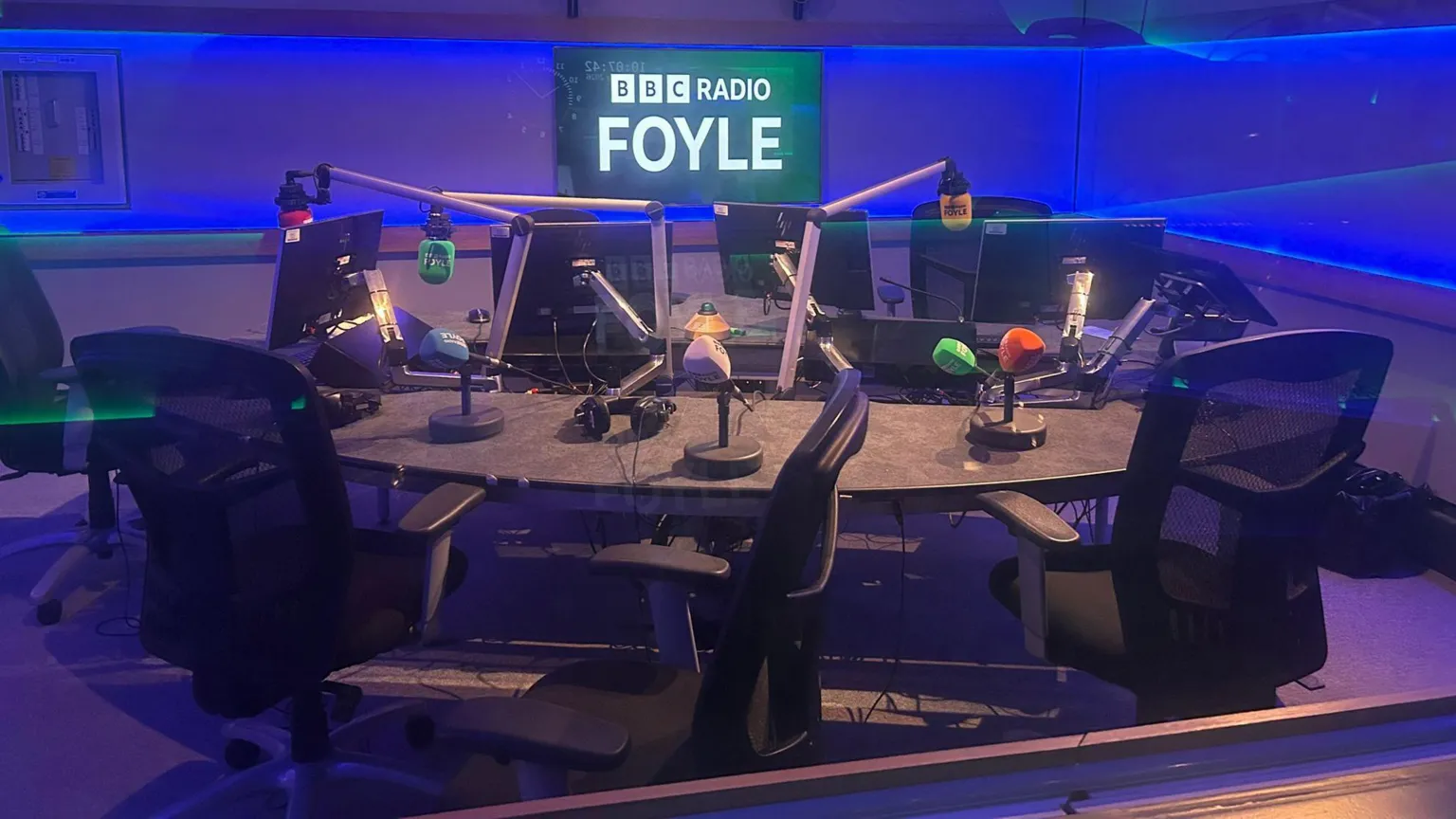 The radio studio in BBC Radio Foyle on the Northland Road in Derry
