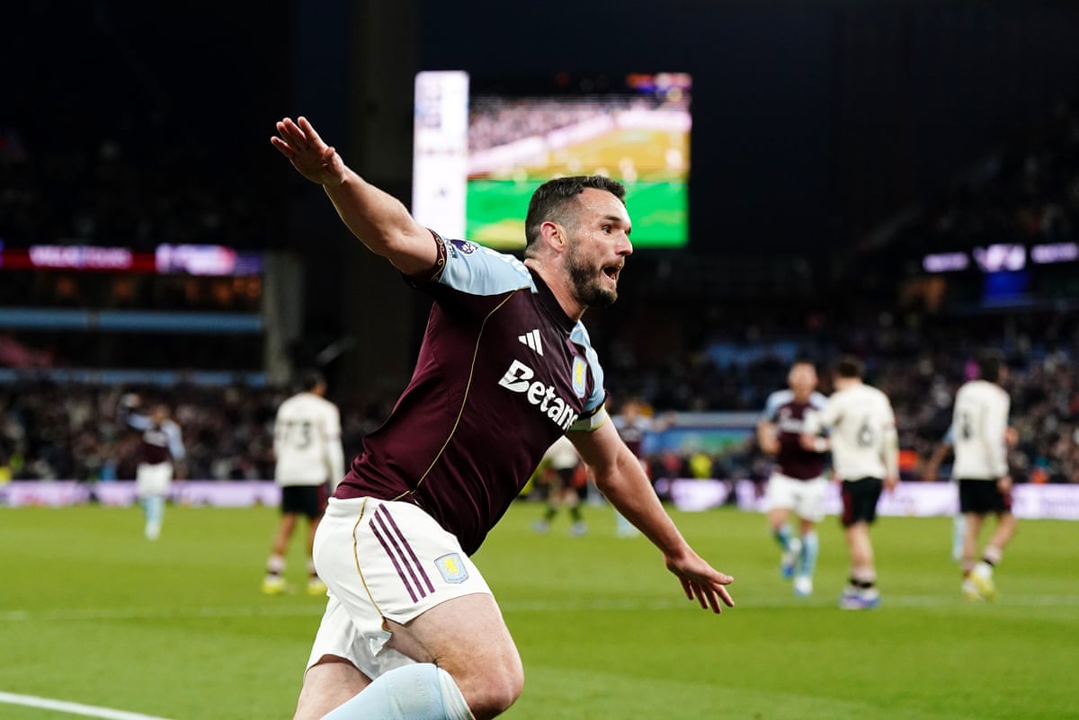 John McGinn celebrates scoring Aston Villa’s fourth goal.