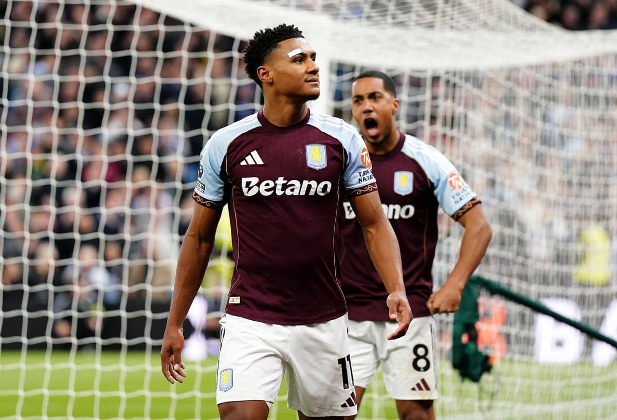 Aston Villa's Ollie Watkins celebrates scoring his side's second goal.