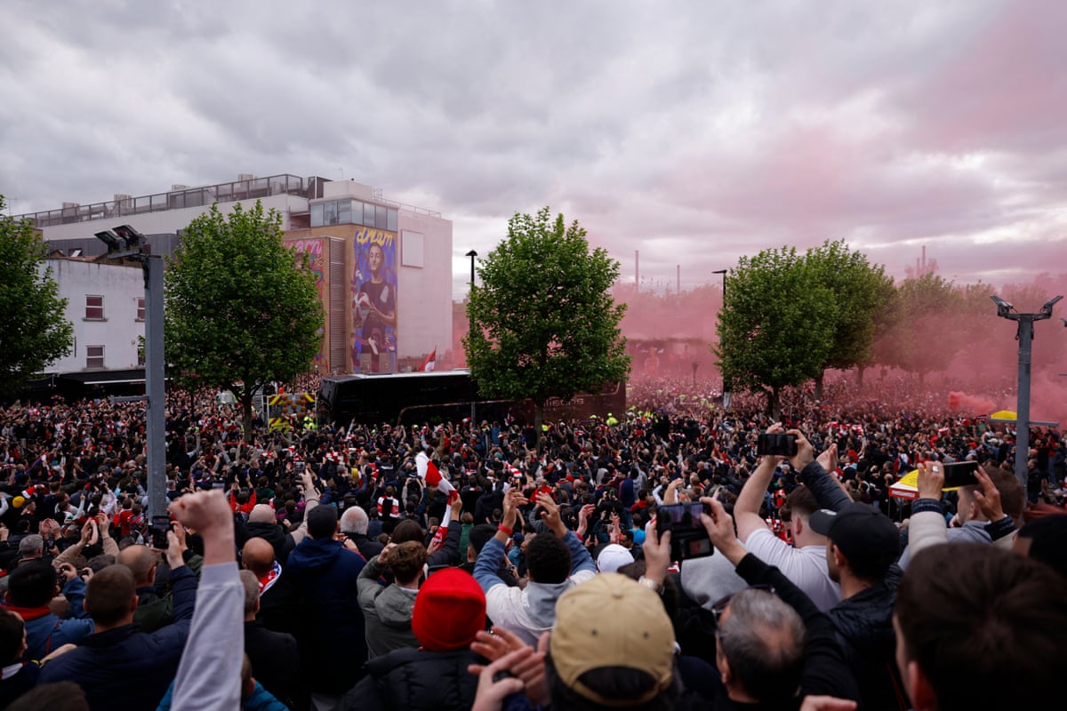 Arsenal fans outside the Emirates. 