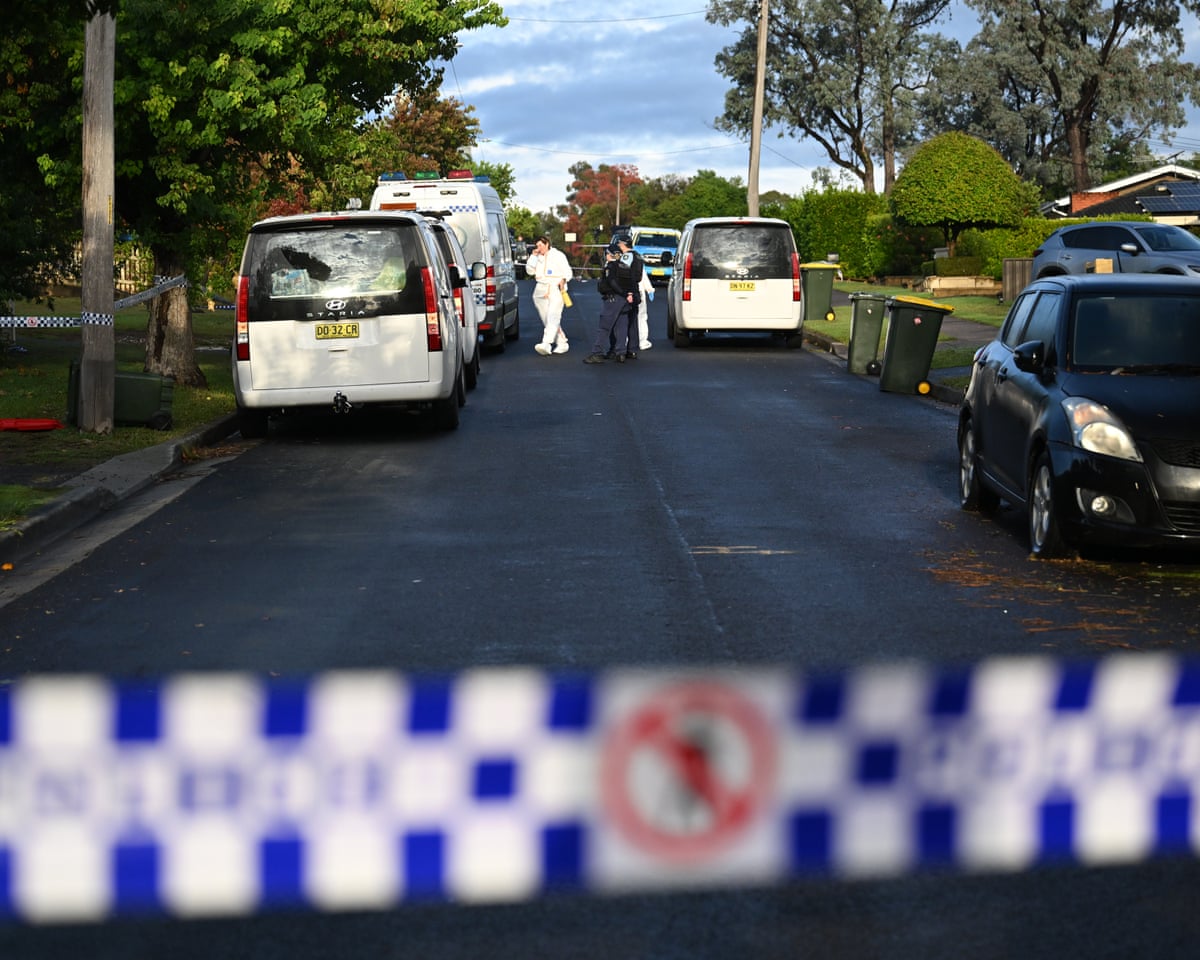 NSW police and forensic officers at a triple domestic violence murder crime scene in Campbelltown