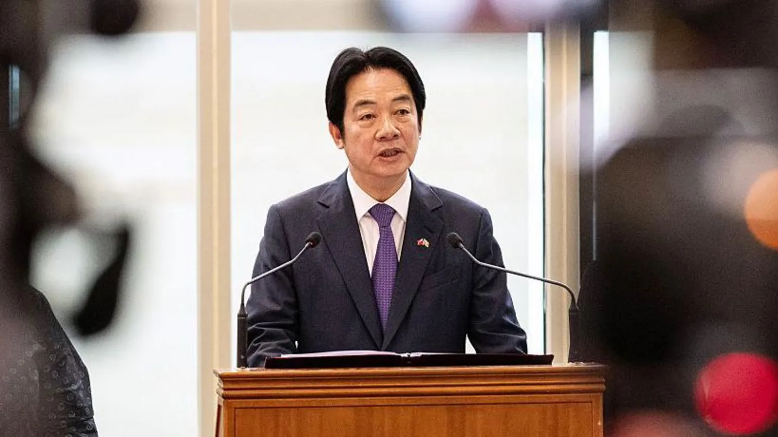 Lai Ching-te, Taiwan's president, speaks during a news conference