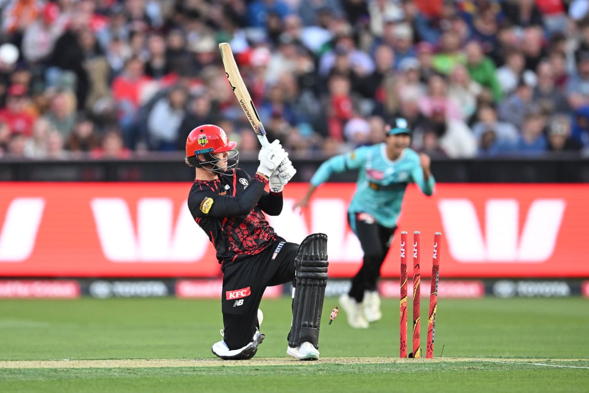 Big-hitting Jake Fraser-McGurk of the Renegades is bowled out by Heat’s Jack Wildermuth.