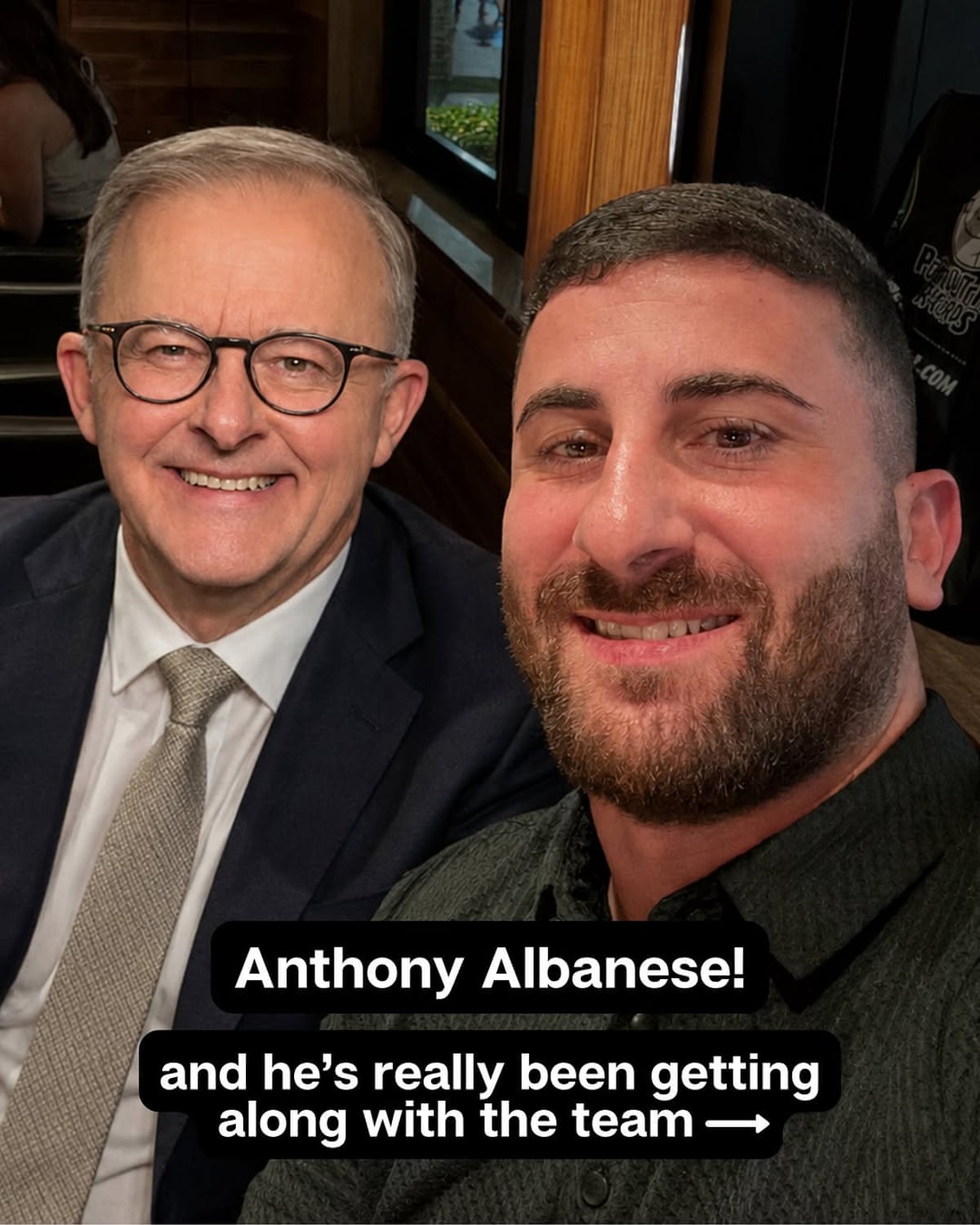 An AI-generated image created and supplied by Julian Fayad, featuring Fayad with Anthony Albanese