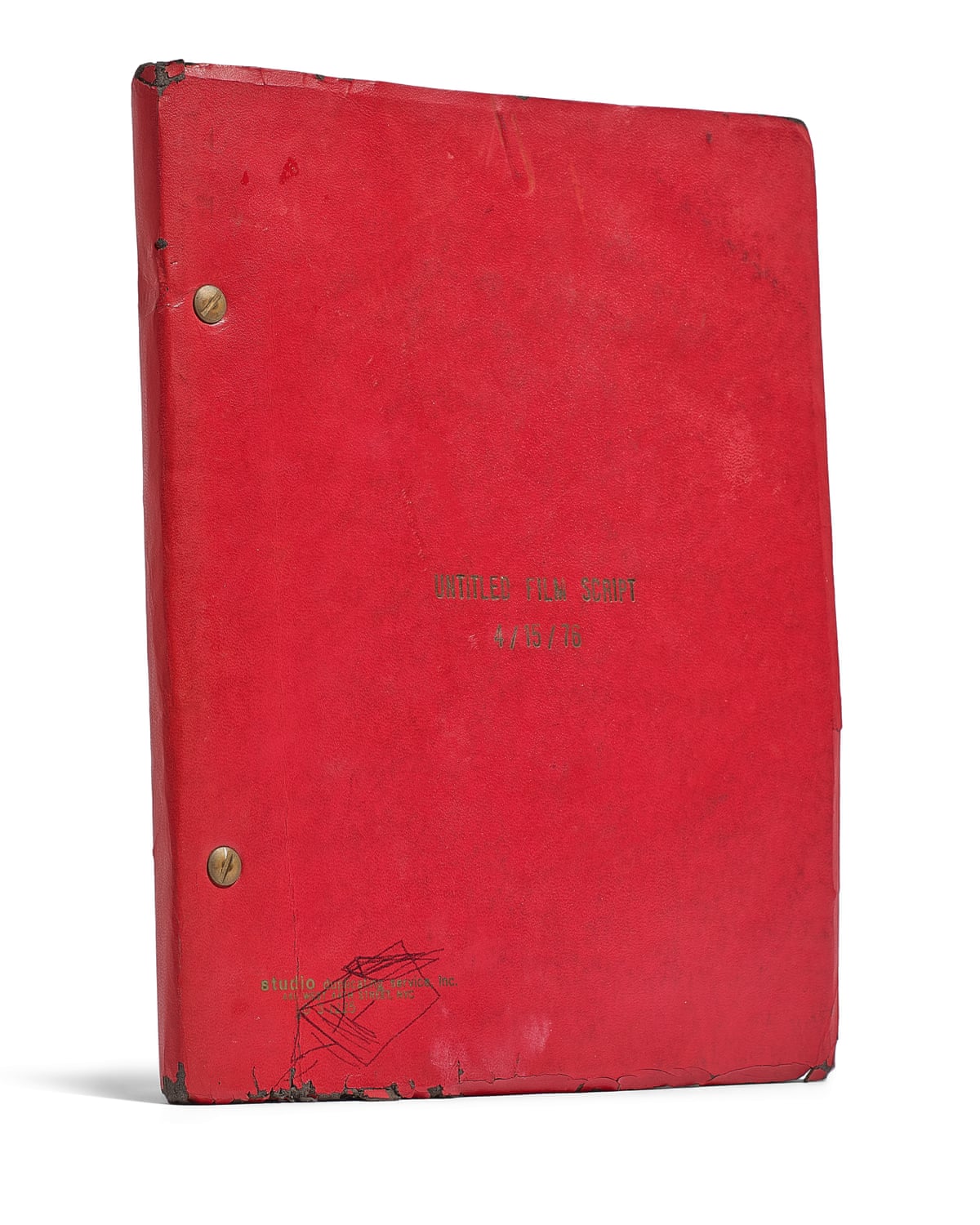 Red bound script marked ‘untitled film script’