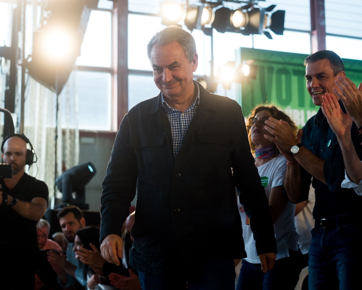 Former Spanish prime minister Jose Luis Rodríguez Zapatero is seen taking part in a rally ahead the Andalusian elections on 17 May.
