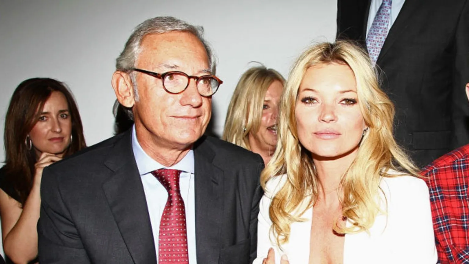 Isak Andic (left) pictured with Kate Moss (right) at a 2011 Mango collection launch in Paris