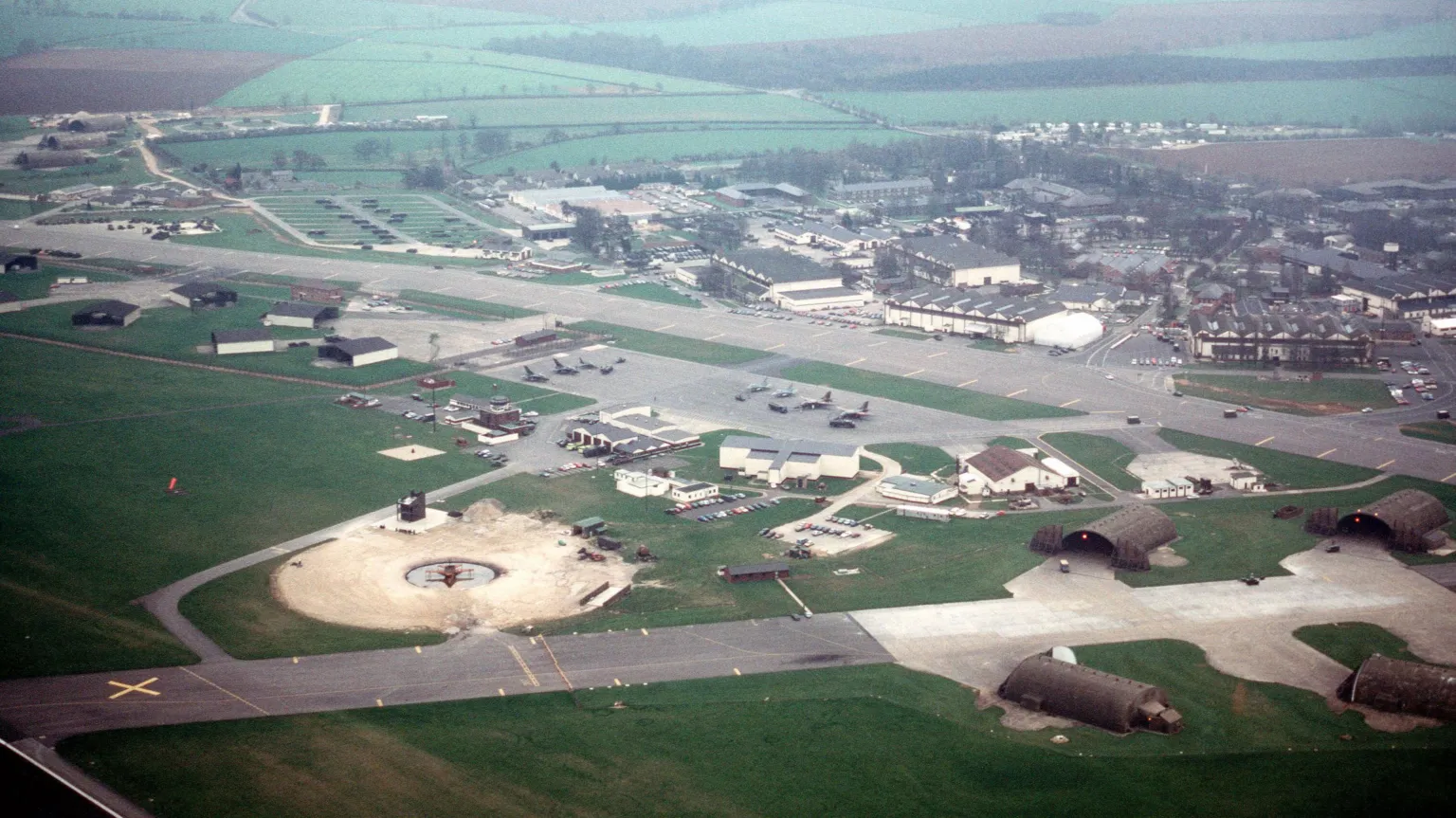National Archives A birds-eye-view of the fire pit at RAF Upper Heyford.