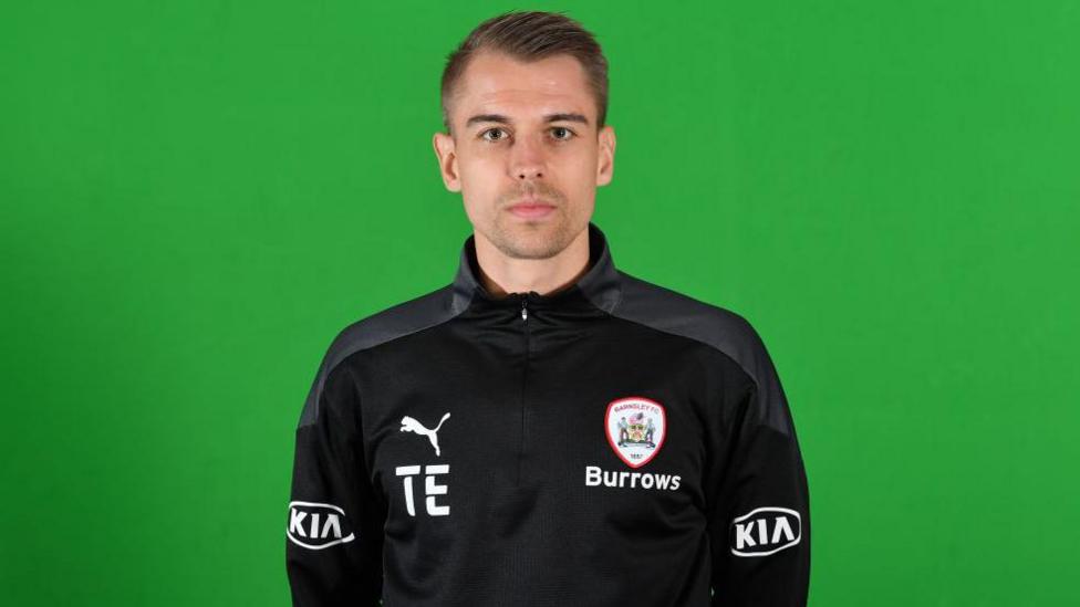 Tonda Eckert poses during a Barnsley FC 2020-21 photocall on August 27, 2020