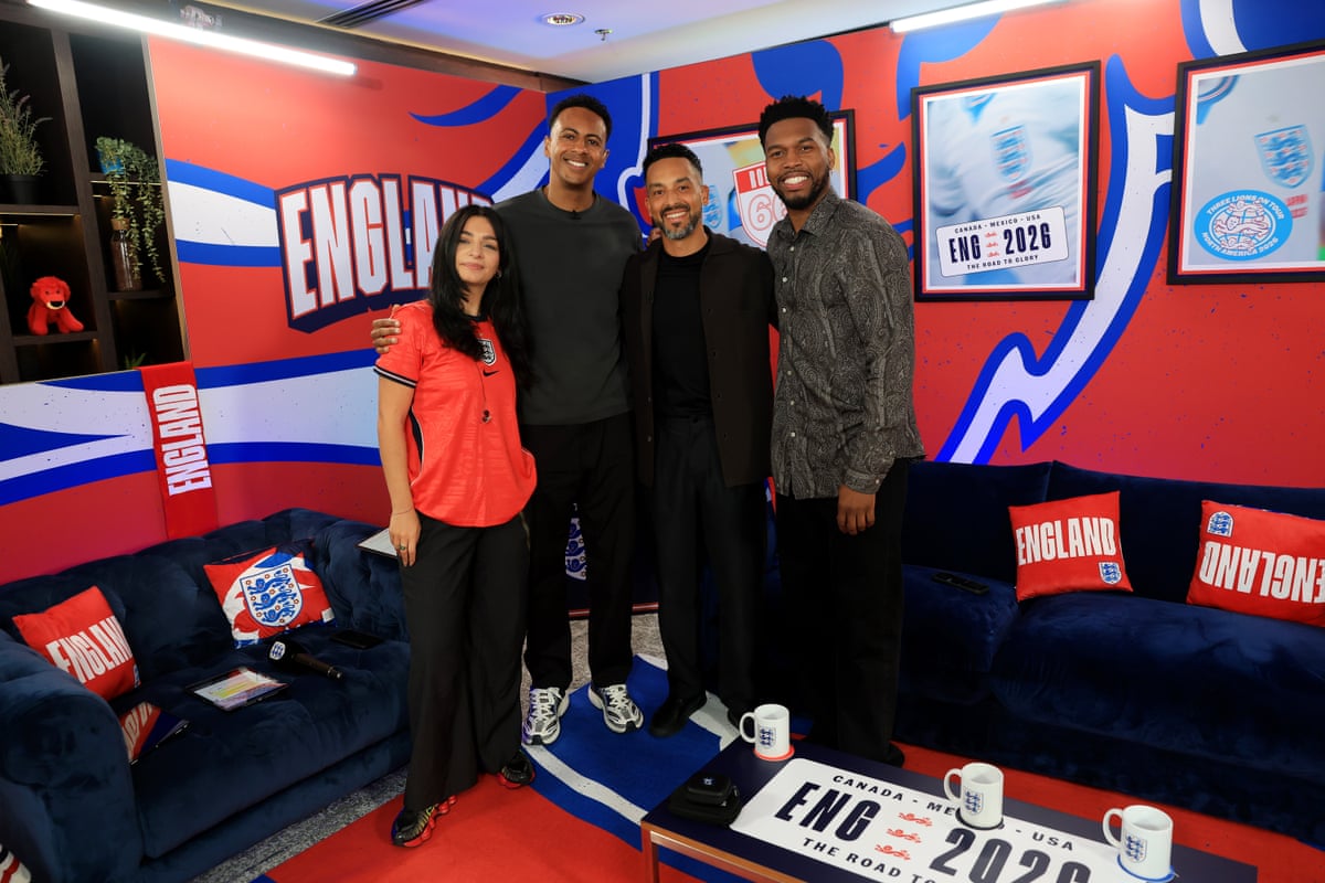 From left: ‘Morf’, Kyle Walker, Theo Walcott and Daniel Sturridge