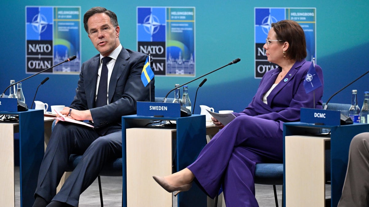 Mark Rutte delivers remarks after Nato foreign ministers’ meeting in Helsingborg – watch live
