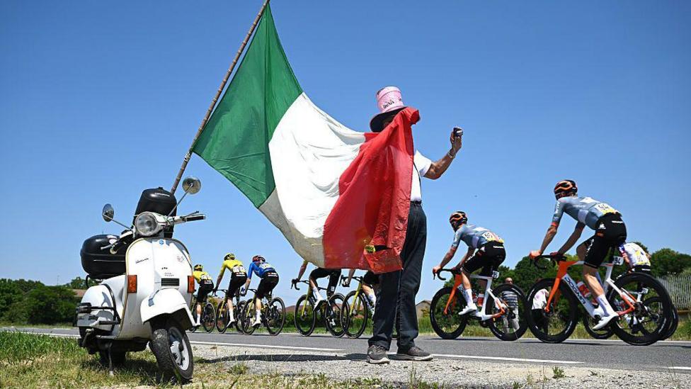 A fan by the road in Giro d'Italia's stage 13