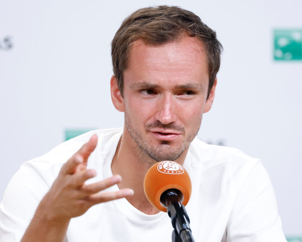 Daniil Medvedev speaks during his pre-tournament press conference ahead of the French Open